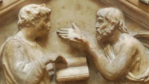 Platon and Aristotle debating (Florence)